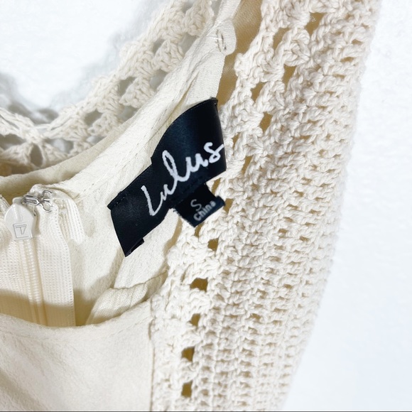 Lulus Hippie Hippie Chic Crochet Cream Boho Maxi Dress Small - Picture 5 of 7